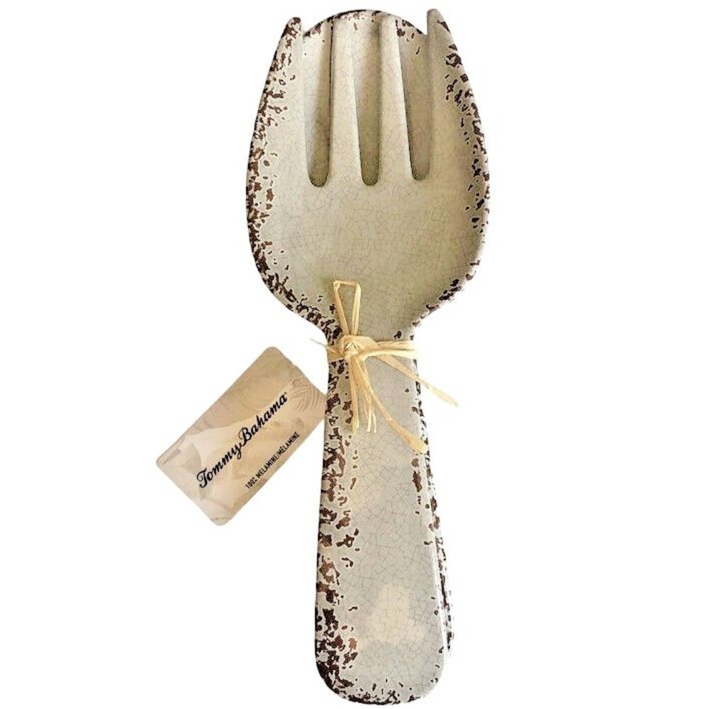 Tommy Bahama Speckled 11" Salad Server Set Serving Spoon and Fork Gray Rustic